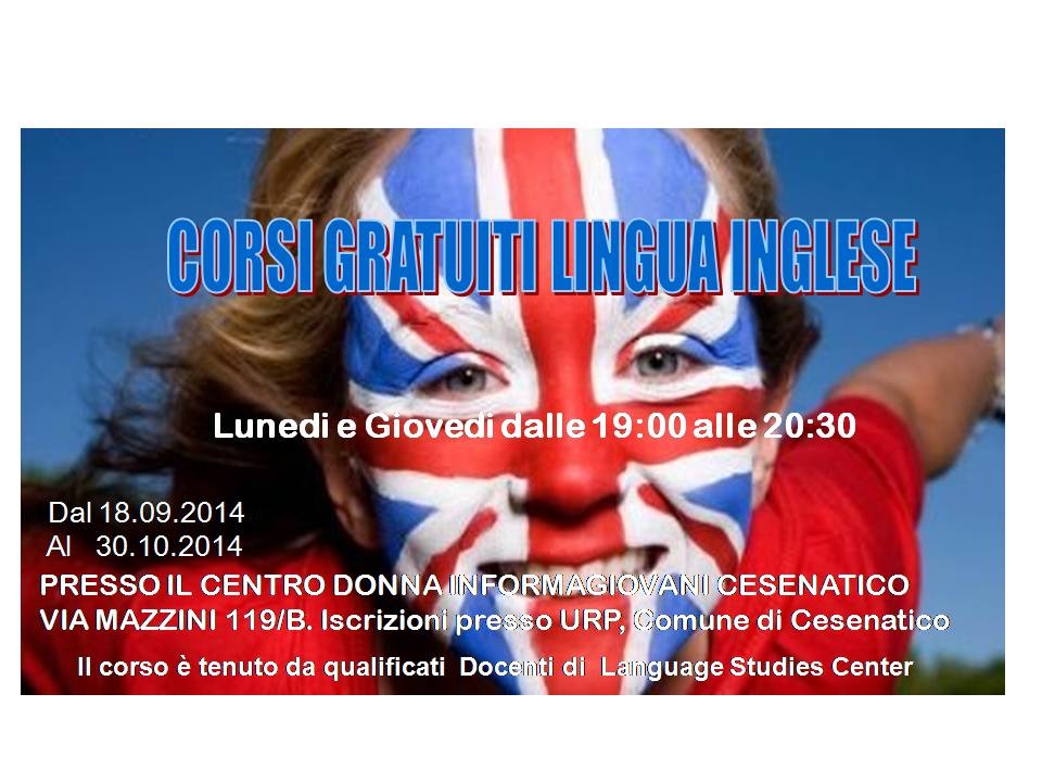 Corsi gratuiti di lingua inglese dal 18 settembre al 30 ottobre 2014